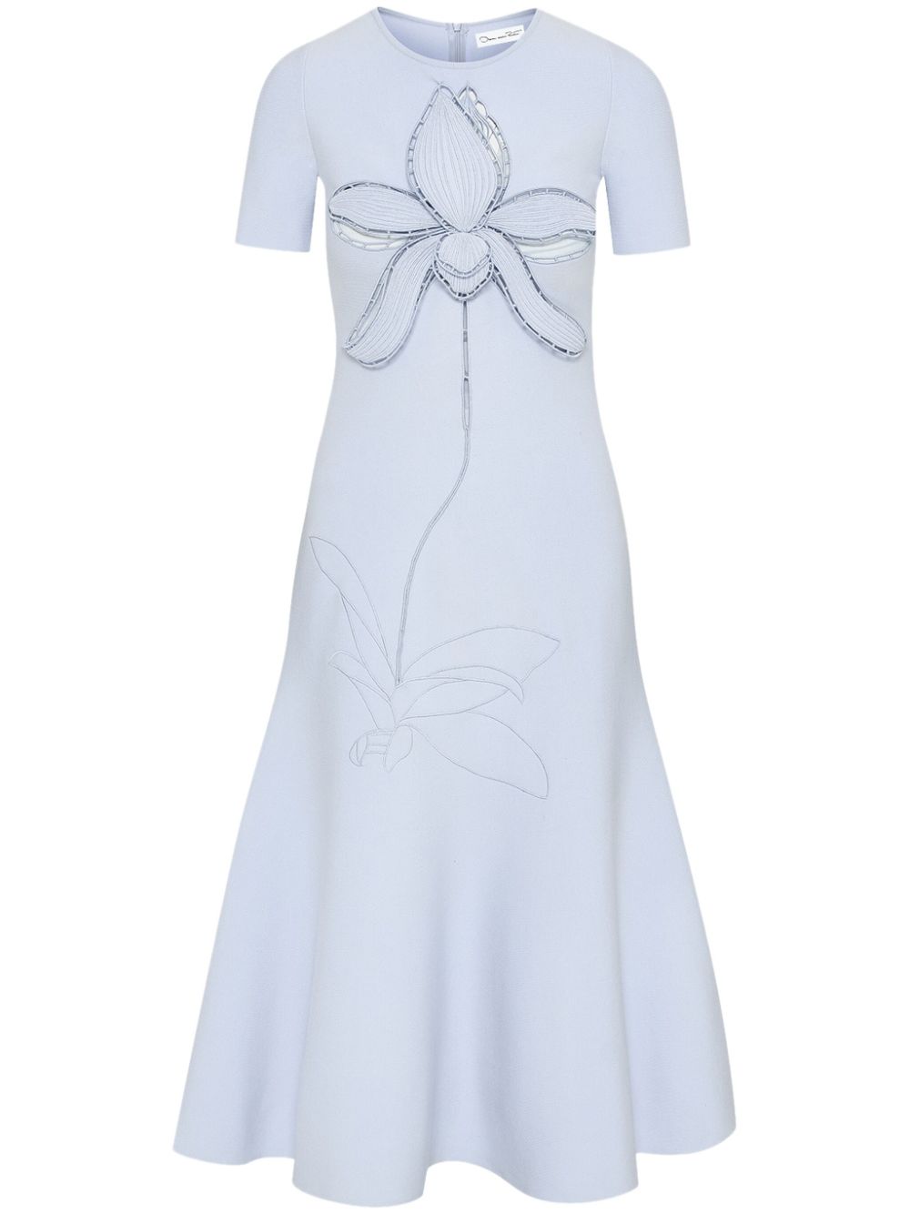 Oscar de la Renta Orchid embroidered jacquard midi dress - Blue von Oscar de la Renta