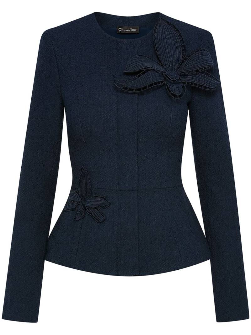 Oscar de la Renta Orchid embroidered tweed jacket - Blue von Oscar de la Renta