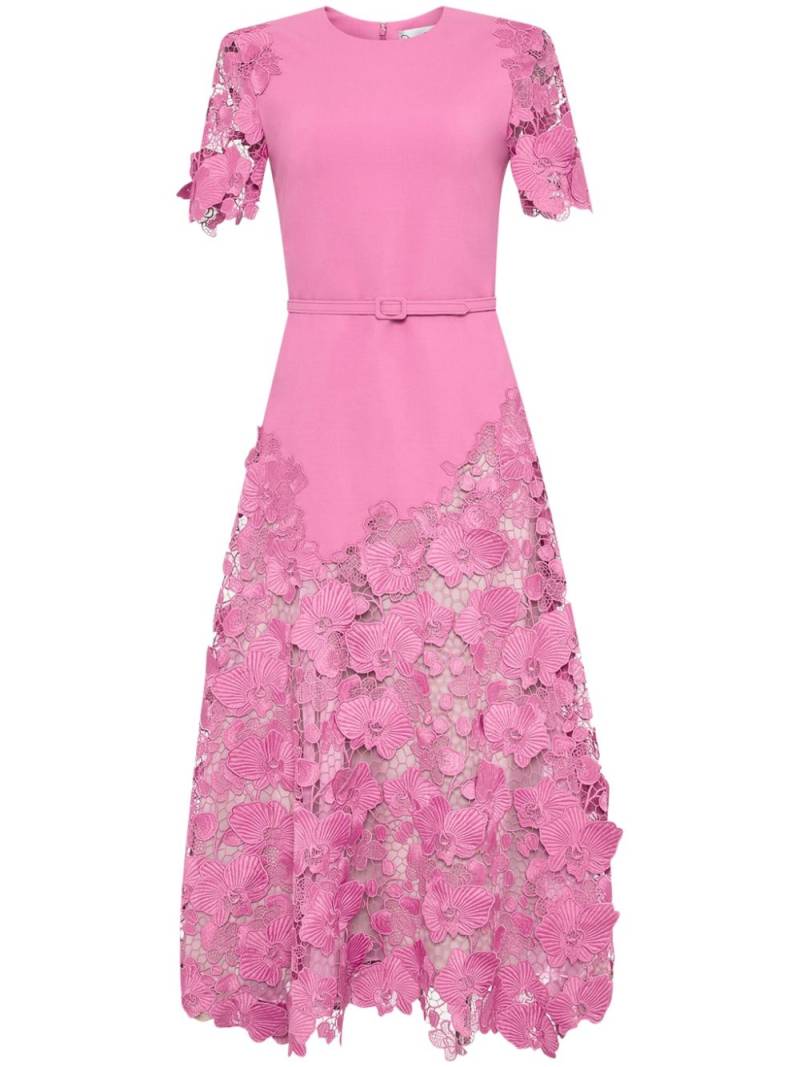 Oscar de la Renta Orchid guipure lace-inset dress - Pink von Oscar de la Renta