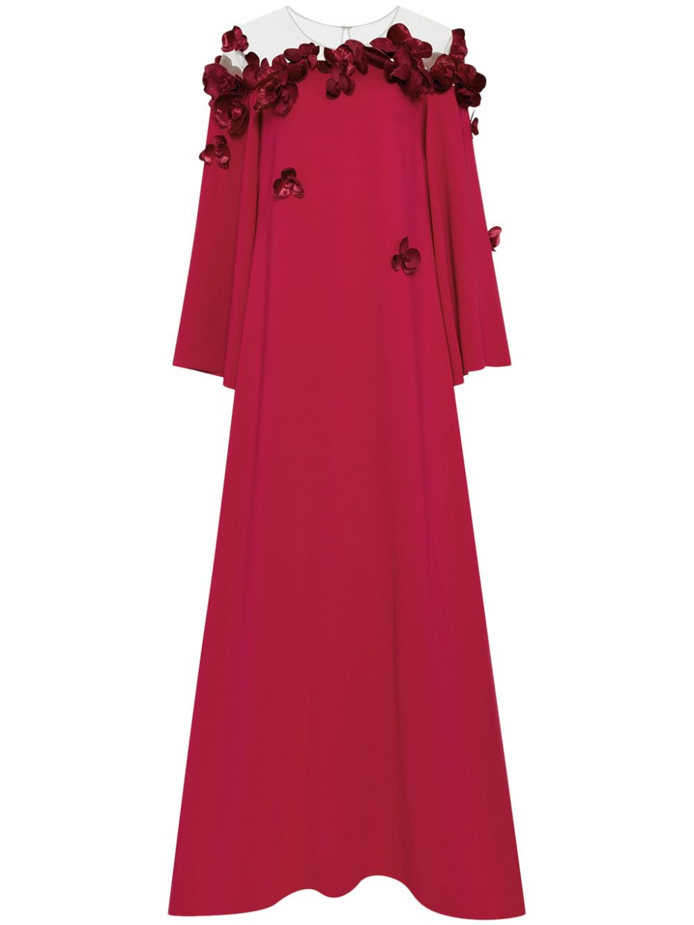 Oscar de la Renta Orchid illusion-neck kaftan - Red von Oscar de la Renta