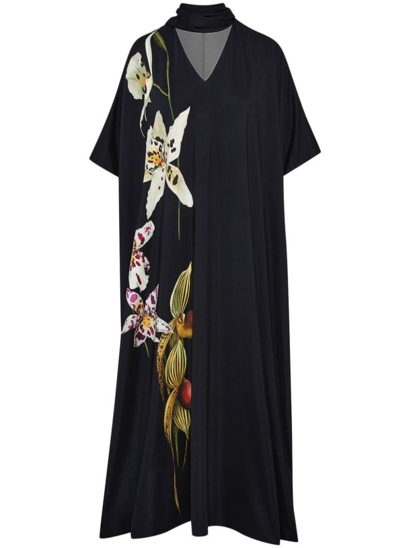 Oscar de la Renta Orchid jersey kaftan - Blue von Oscar de la Renta