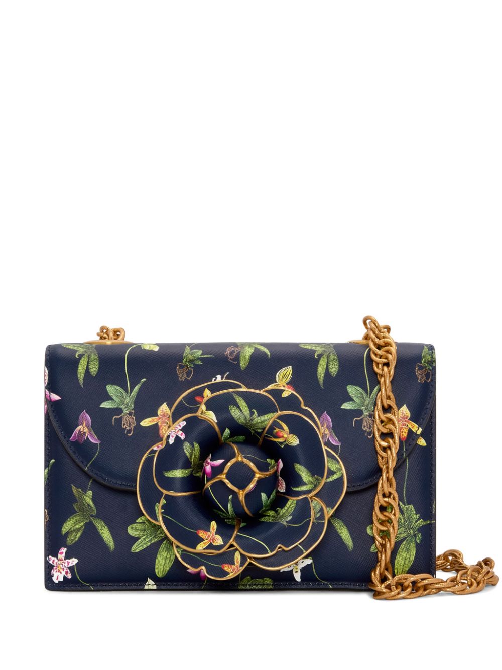 Oscar de la Renta Orchid-print TRO bag - Blue von Oscar de la Renta