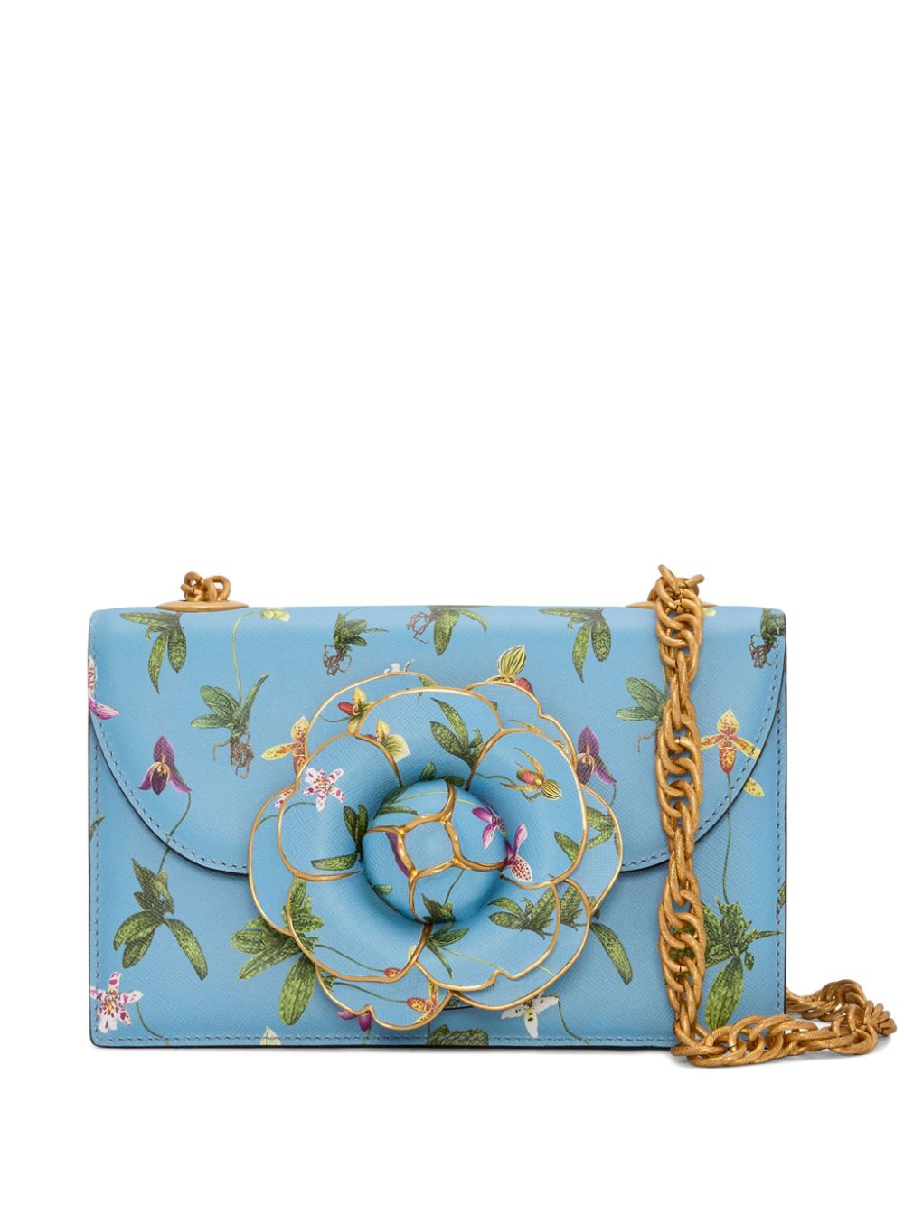 Oscar de la Renta Orchid-print TRO bag - Blue von Oscar de la Renta