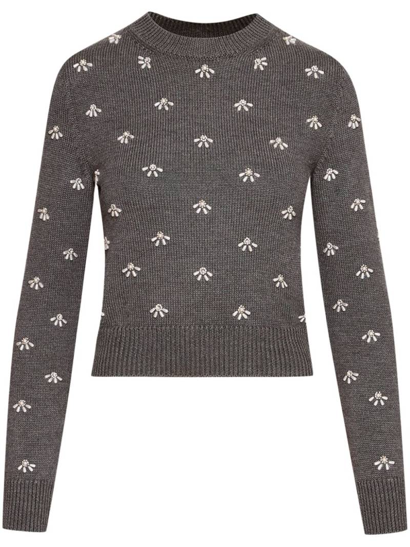 Oscar de la Renta Pearl Cabochon sweater - Grey von Oscar de la Renta