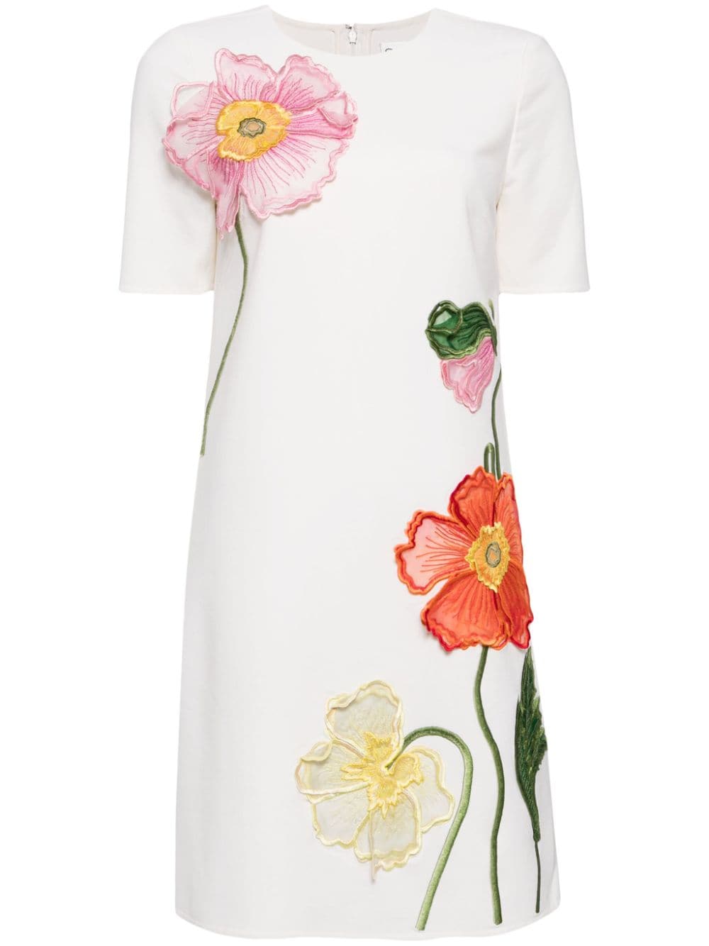 Oscar de la Renta Poppies wool-blend dress - White von Oscar de la Renta