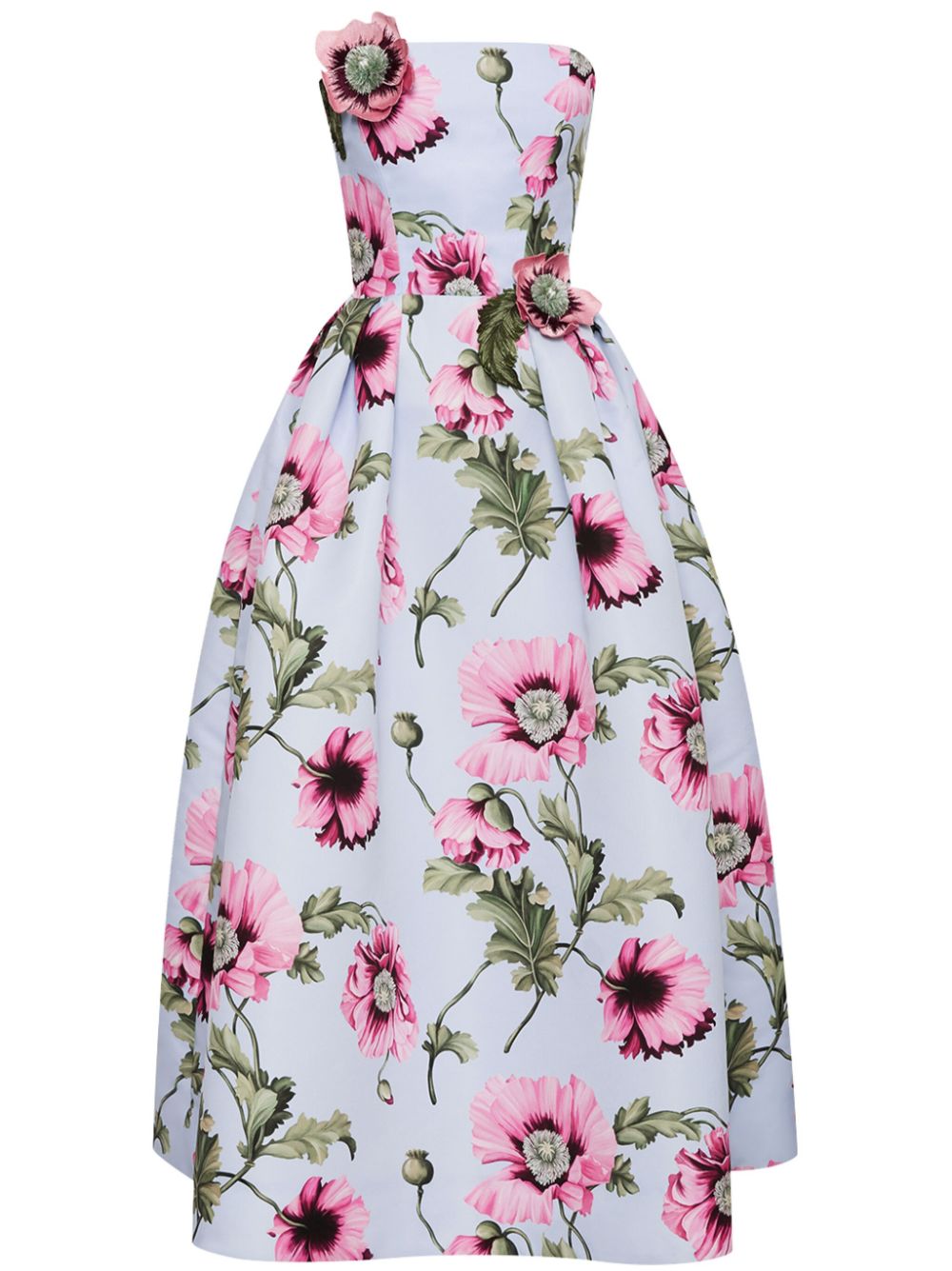 Oscar de la Renta Poppy-print midi dress - Blue von Oscar de la Renta