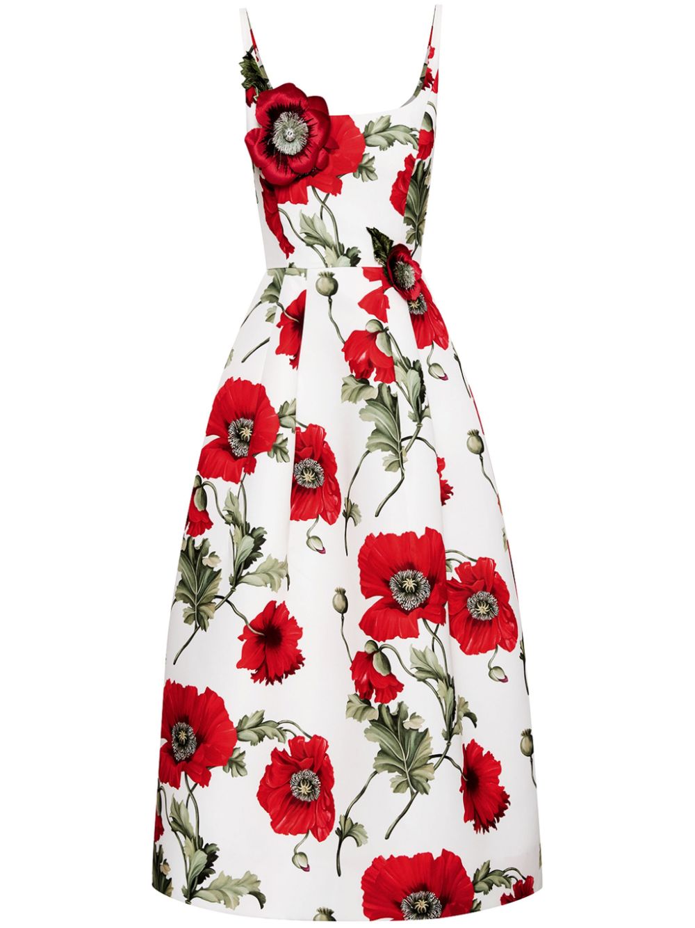 Oscar de la Renta Poppy-print midi dress - White von Oscar de la Renta