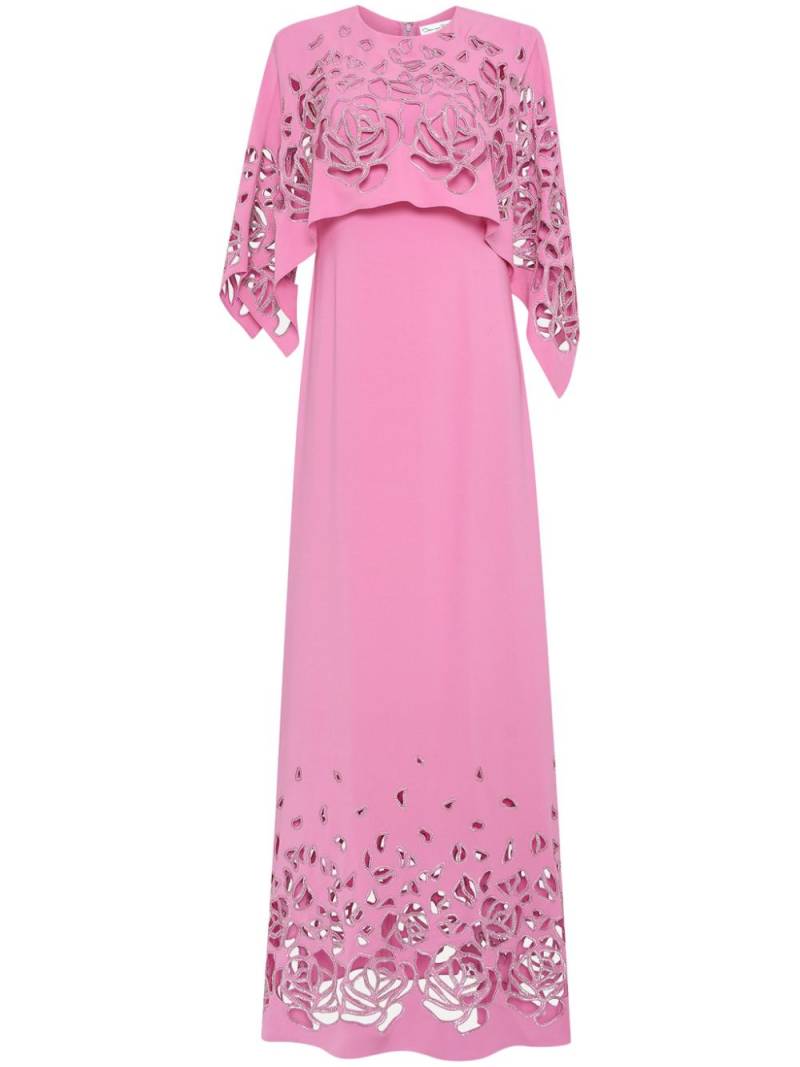 Oscar de la Renta Rose embroidered cape kaftan - Pink von Oscar de la Renta