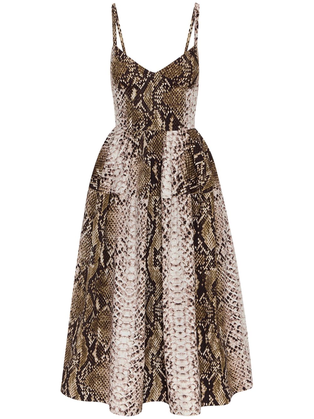 Oscar de la Renta Snake cotton poplin midi dress - Green von Oscar de la Renta