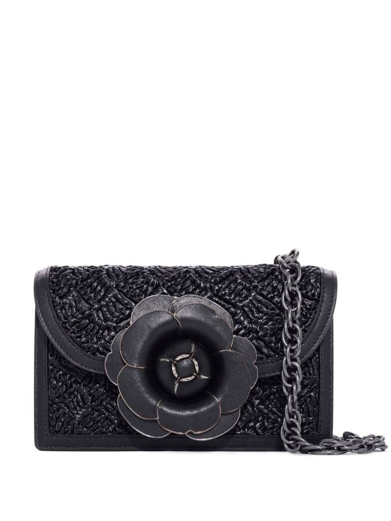 Oscar de la Renta Tro crochet-raffia cross body bag - Black von Oscar de la Renta