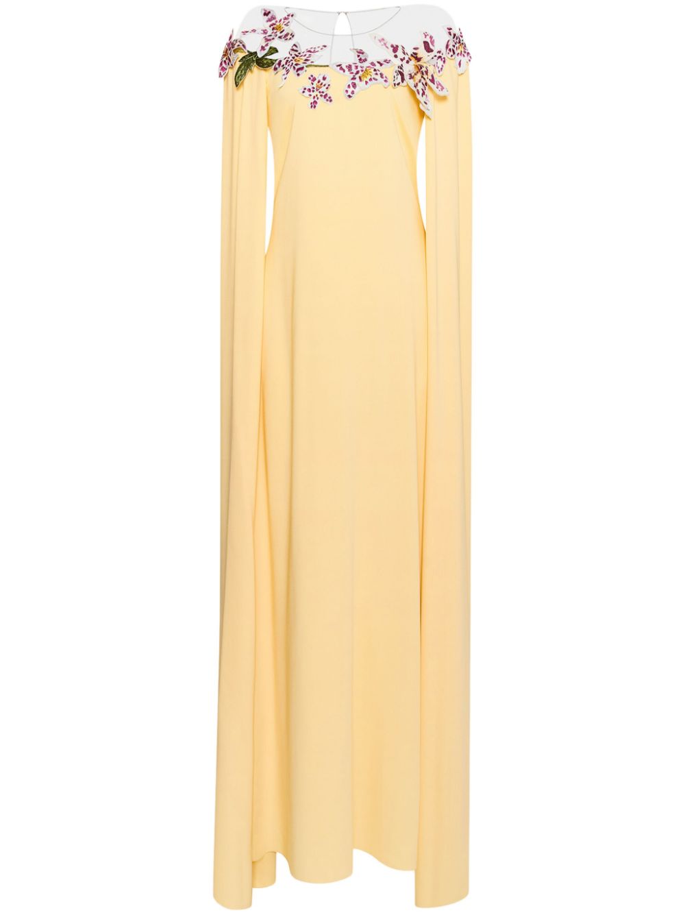 Oscar de la Renta Watercolor Orchid illusion-neck kaftan - Yellow von Oscar de la Renta