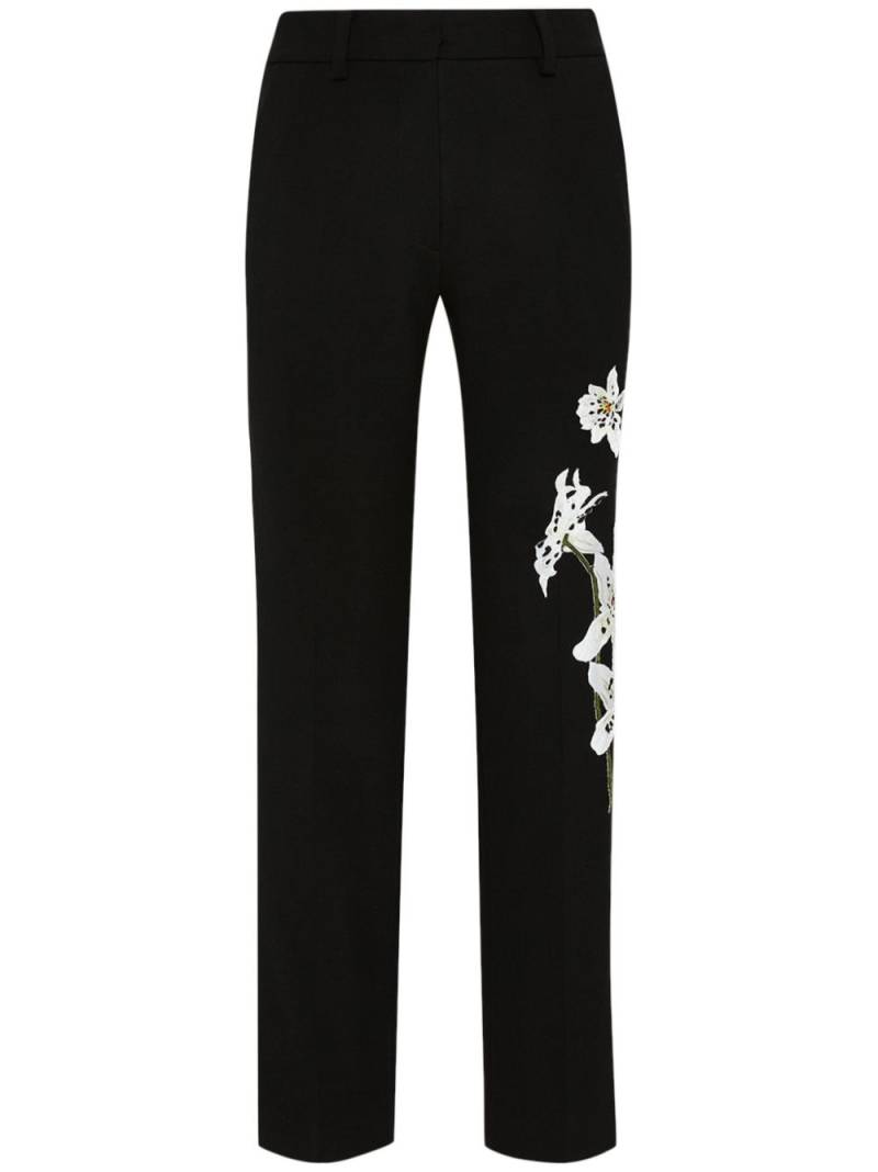 Oscar de la Renta Watercolor Orchid trousers - Black von Oscar de la Renta