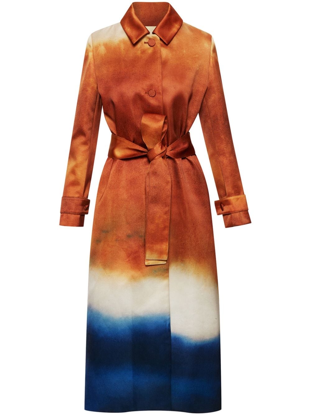 Oscar de la Renta abstract-print silk-satin trench coat - Orange von Oscar de la Renta
