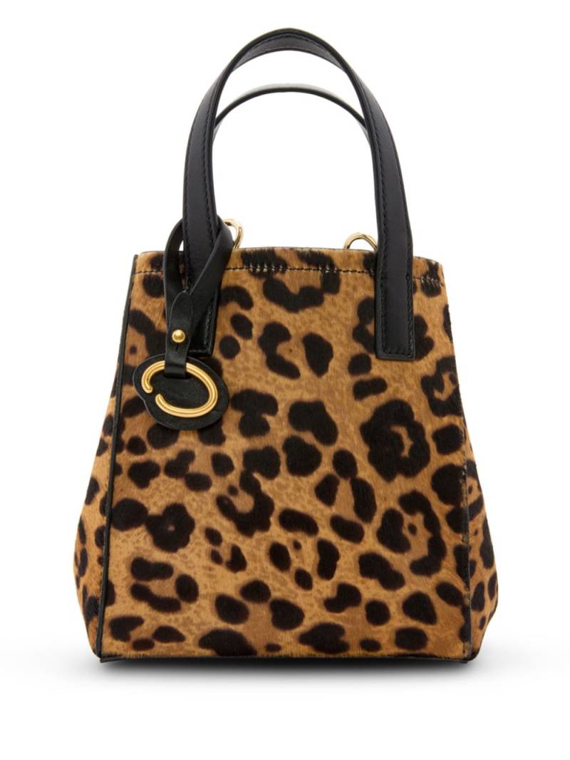 Oscar de la Renta mini Jaguar-print square tote bag - Brown von Oscar de la Renta