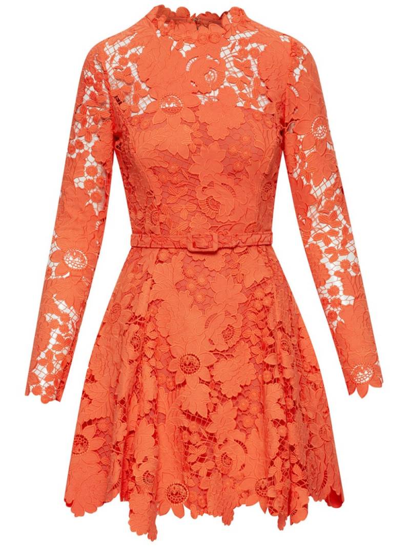 Oscar de la Renta botanical guipure-lace semi-sheer minidress - Orange von Oscar de la Renta