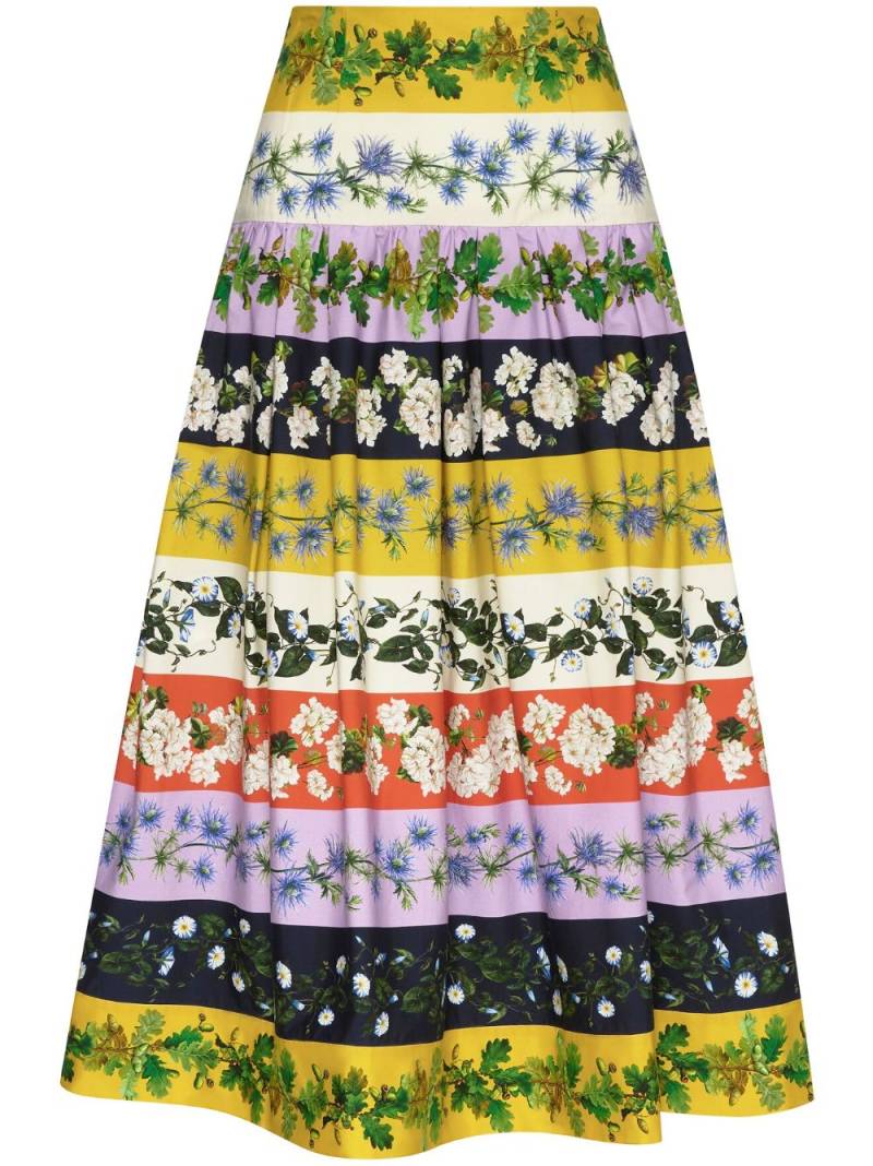 Oscar de la Renta botanical-print poplin skirt - Multicolour von Oscar de la Renta