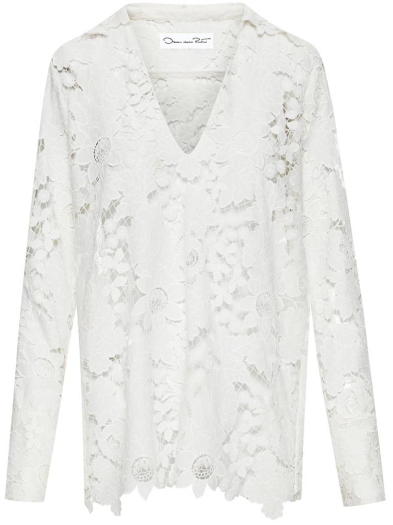 Oscar de la Renta broderie-anglaise silk blouse - White von Oscar de la Renta