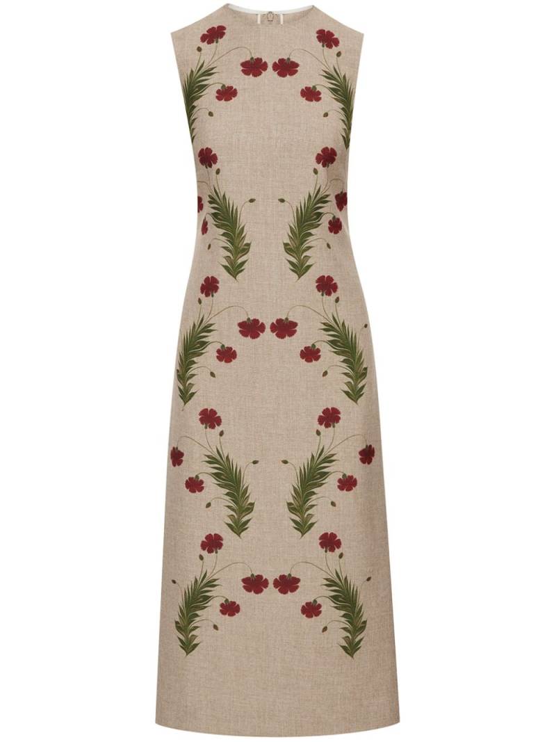 Oscar de la Renta carnation-motif sleeveless pencil dress - Neutrals von Oscar de la Renta