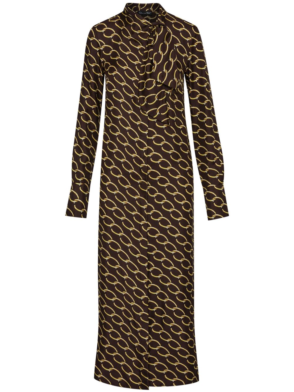 Oscar de la Renta chain-print silk tunic - Brown von Oscar de la Renta