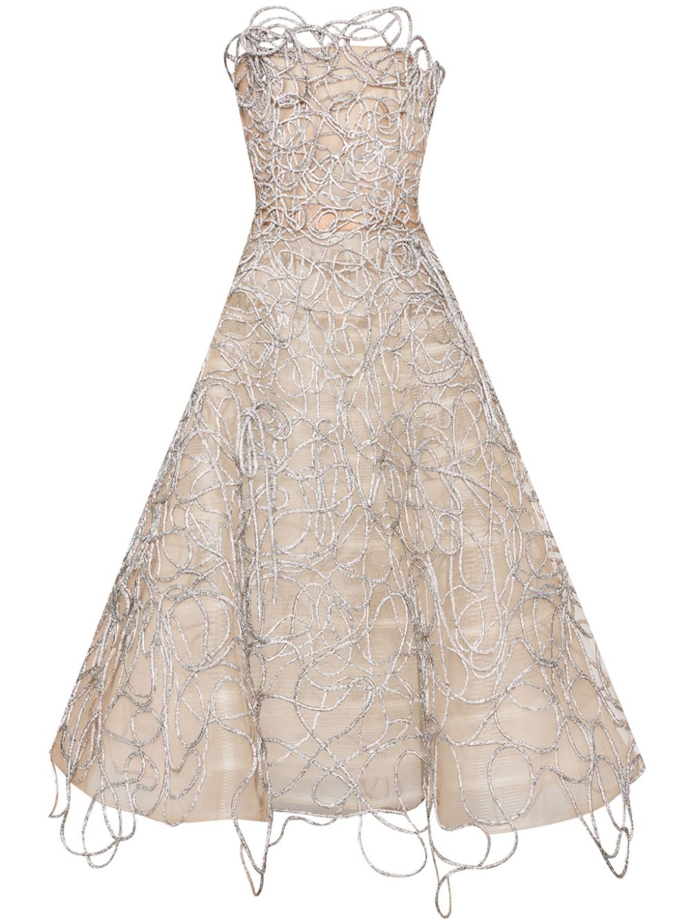 Oscar de la Renta crystal-embroidered corded gown - Silver von Oscar de la Renta