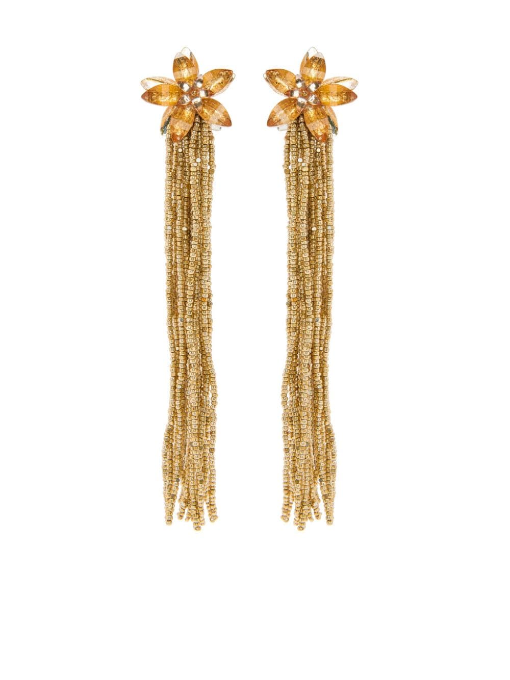 Oscar de la Renta crystal flower tassel earrings - Gold von Oscar de la Renta