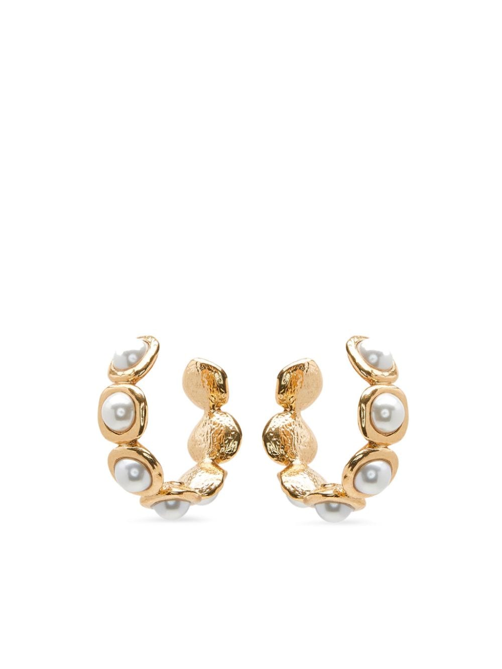 Oscar de la Renta faux-pearl hoop clip-on earrings - Gold von Oscar de la Renta