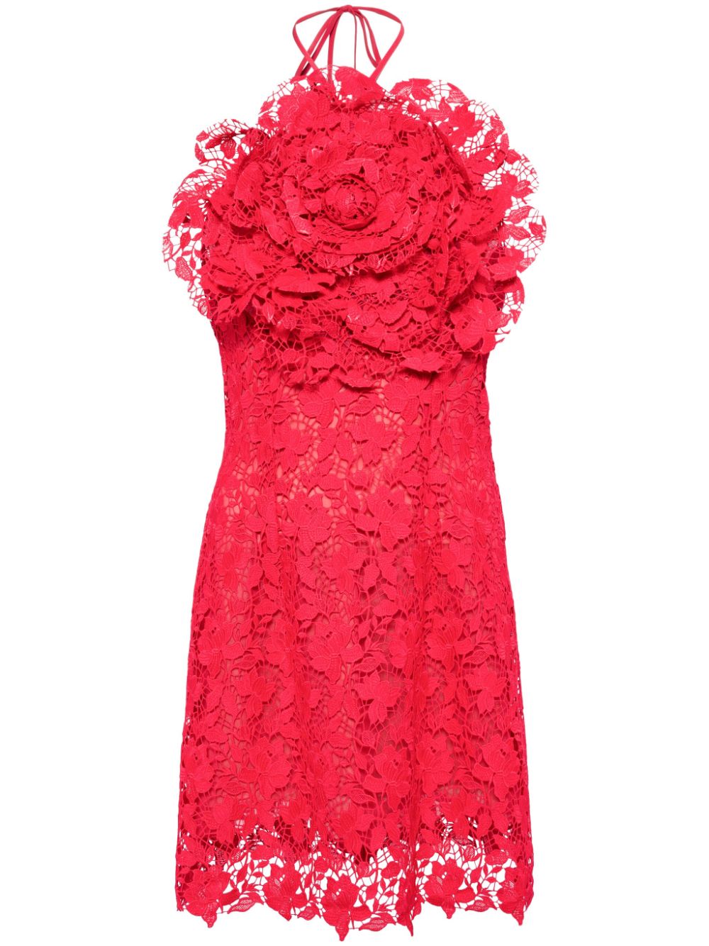 Oscar de la Renta floral-appliqué lace minidress - Red von Oscar de la Renta