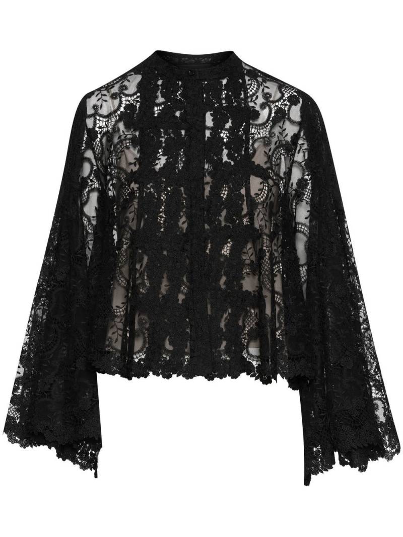 Oscar de la Renta floral-lace detail blouse - Black von Oscar de la Renta