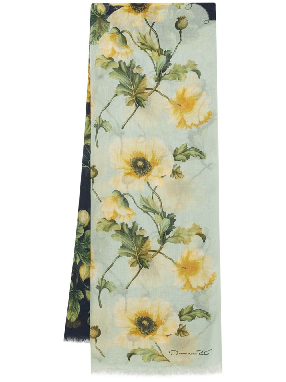 Oscar de la Renta floral-print cashmere scarf - Green von Oscar de la Renta