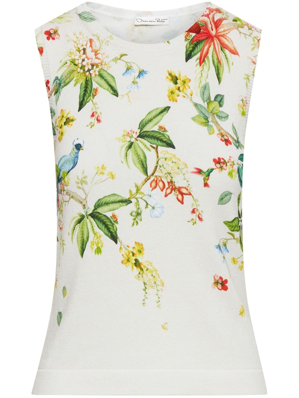 Oscar de la Renta floral-print round-neck tank top - White von Oscar de la Renta