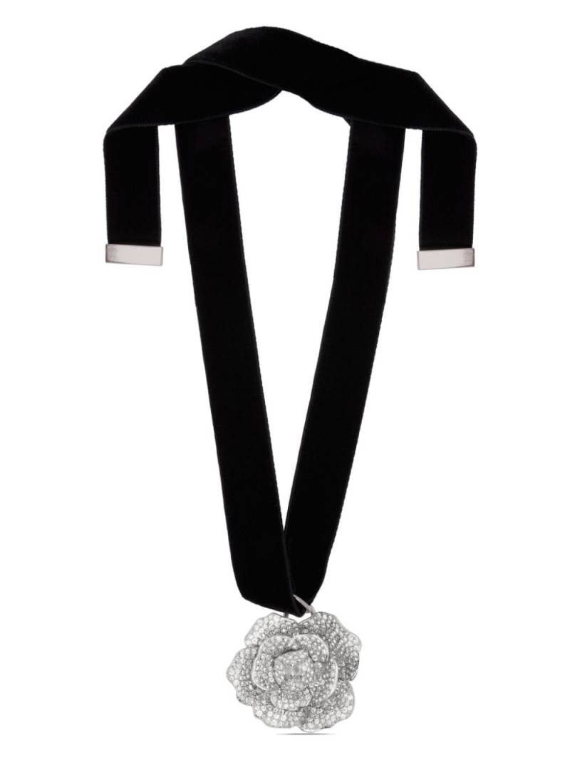 Oscar de la Renta flower-pendant velvet choker necklace - Black von Oscar de la Renta
