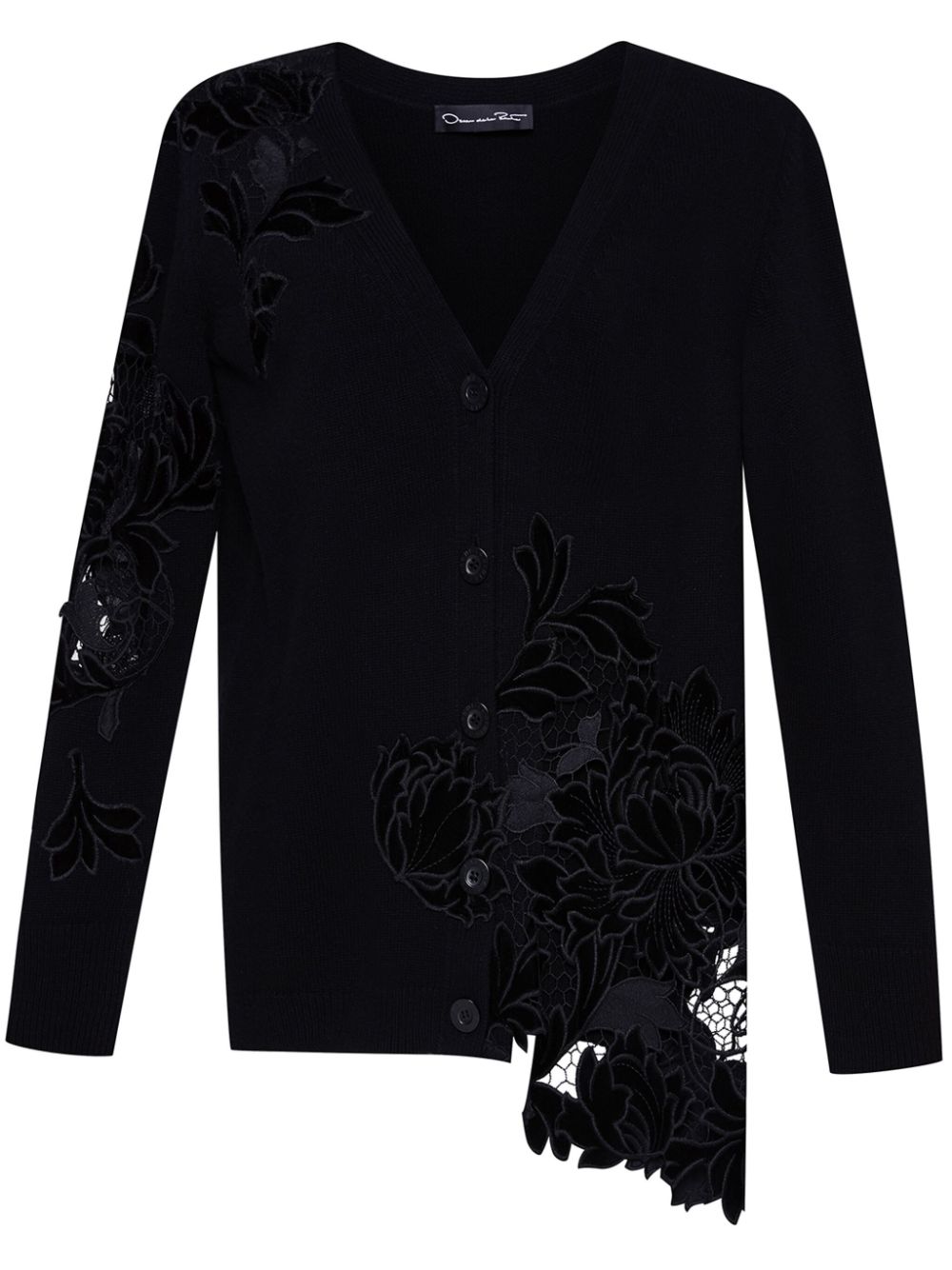 Oscar de la Renta guipure-lace wool cardigan - Black von Oscar de la Renta