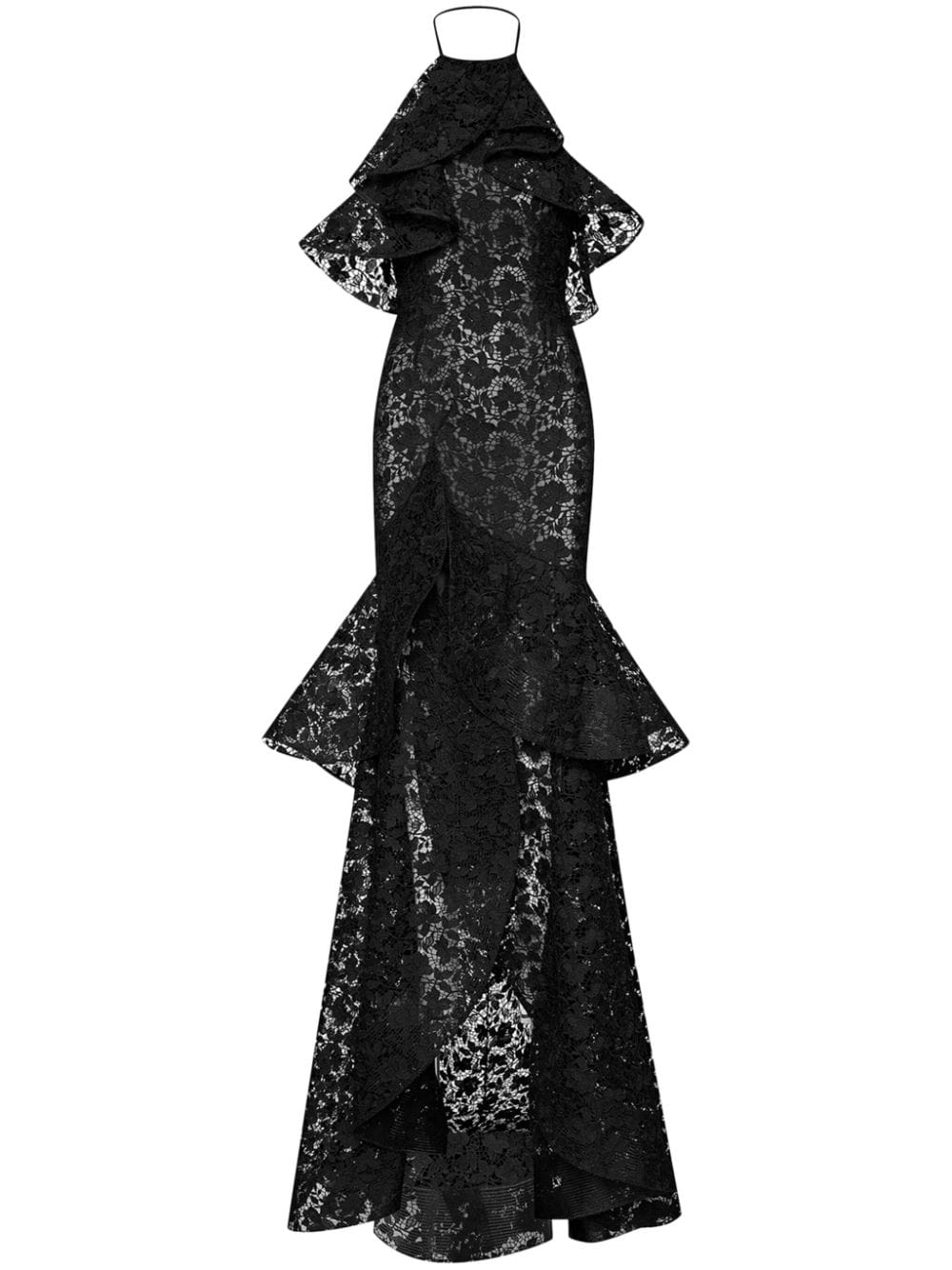 Oscar de la Renta Gardenia guipure-lace ruffled gown - Black von Oscar de la Renta