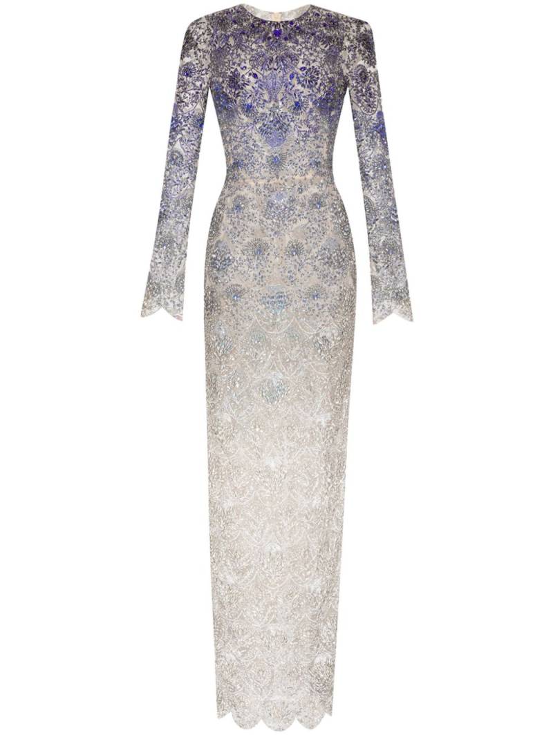 Oscar de la Renta Ombré crystal-embroidered gown - Blue von Oscar de la Renta