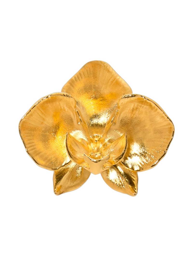 Oscar de la Renta small Orchid brooch - Gold von Oscar de la Renta