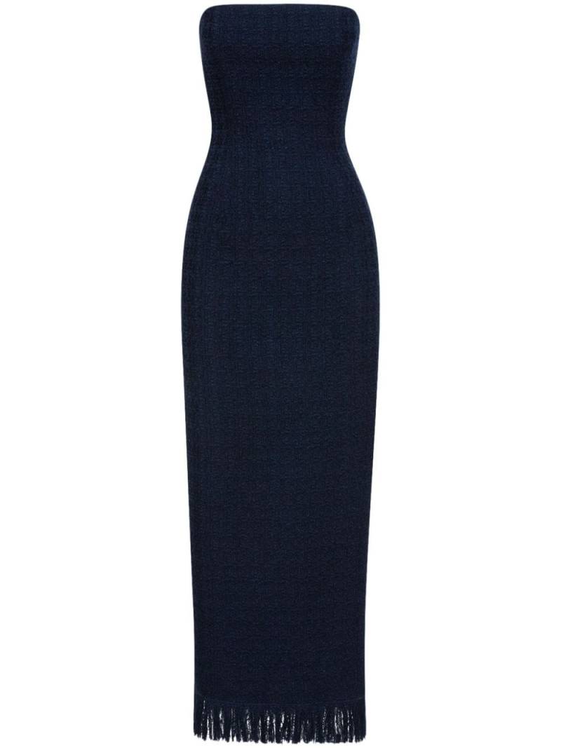 Oscar de la Renta strapless tweed midi dress - Blue von Oscar de la Renta