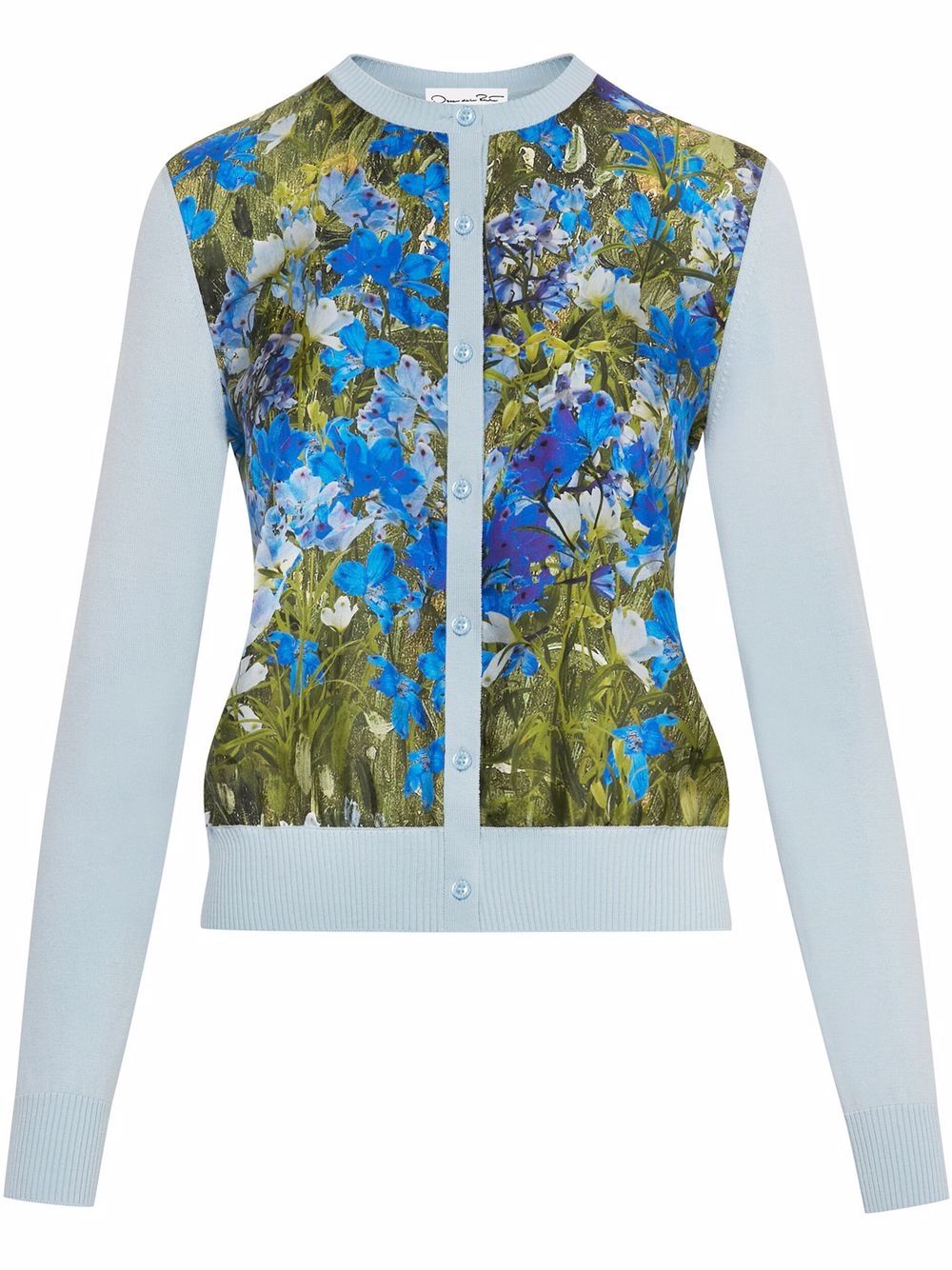 Oscar de la Renta watercolour-print cardigan - Blue von Oscar de la Renta