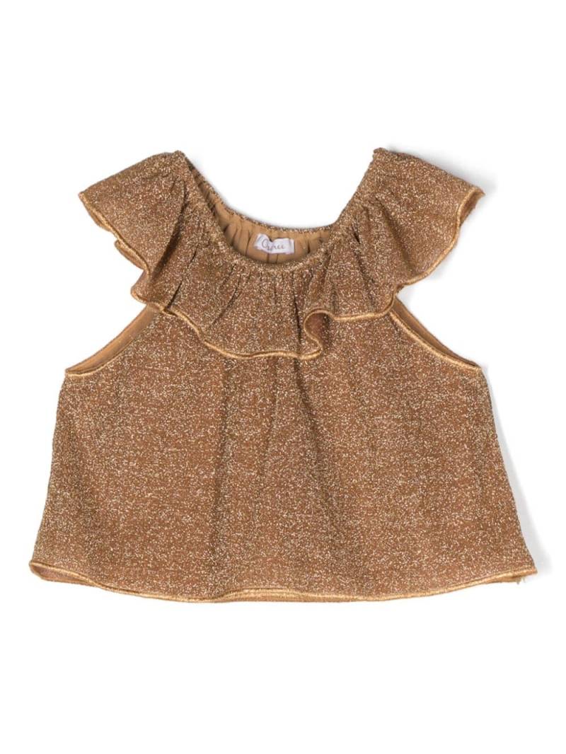 Oseree Kids ruffled lurex top - Gold von Oseree Kids