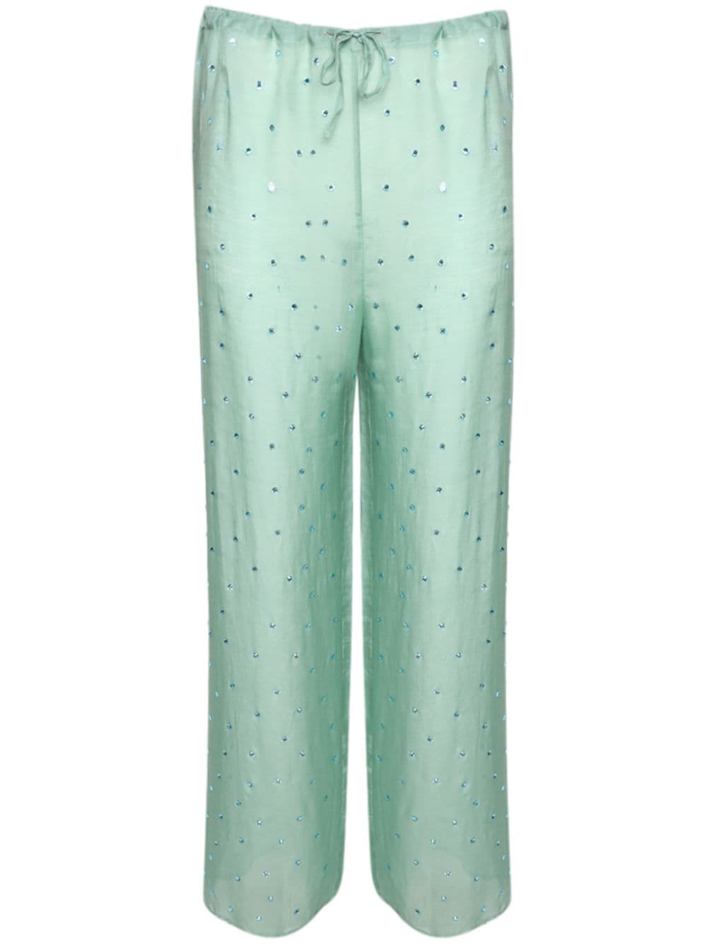 Oséree Gem Pants embellished straight-leg trousers - Green von Oséree