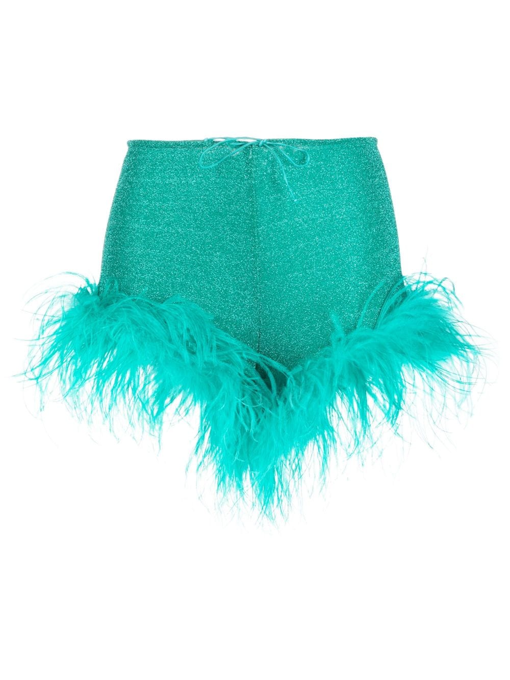 Oséree Lumière Plumage feather-detail shorts - Green von Oséree