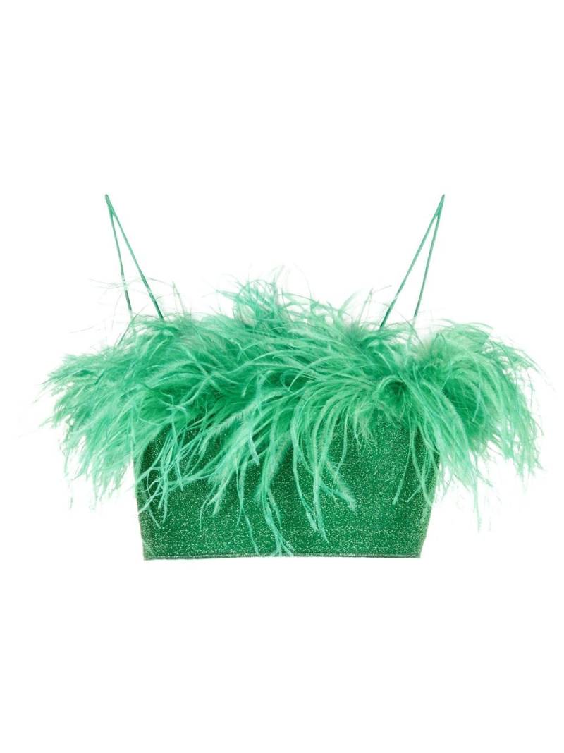 Oséree Lumière feather-trim cropped top - Green von Oséree