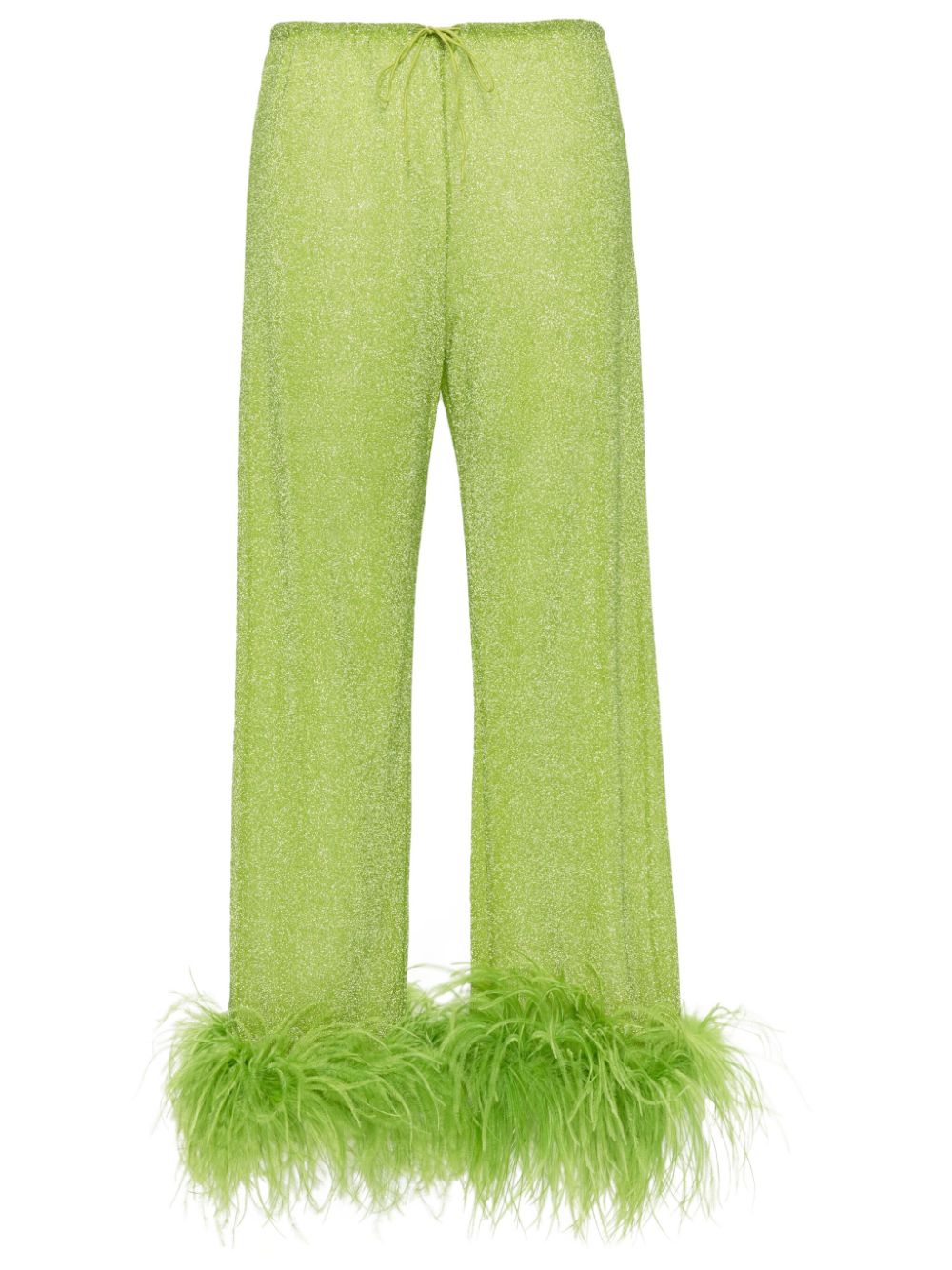 Oséree Lumiere feather-trim trousers - Green von Oséree