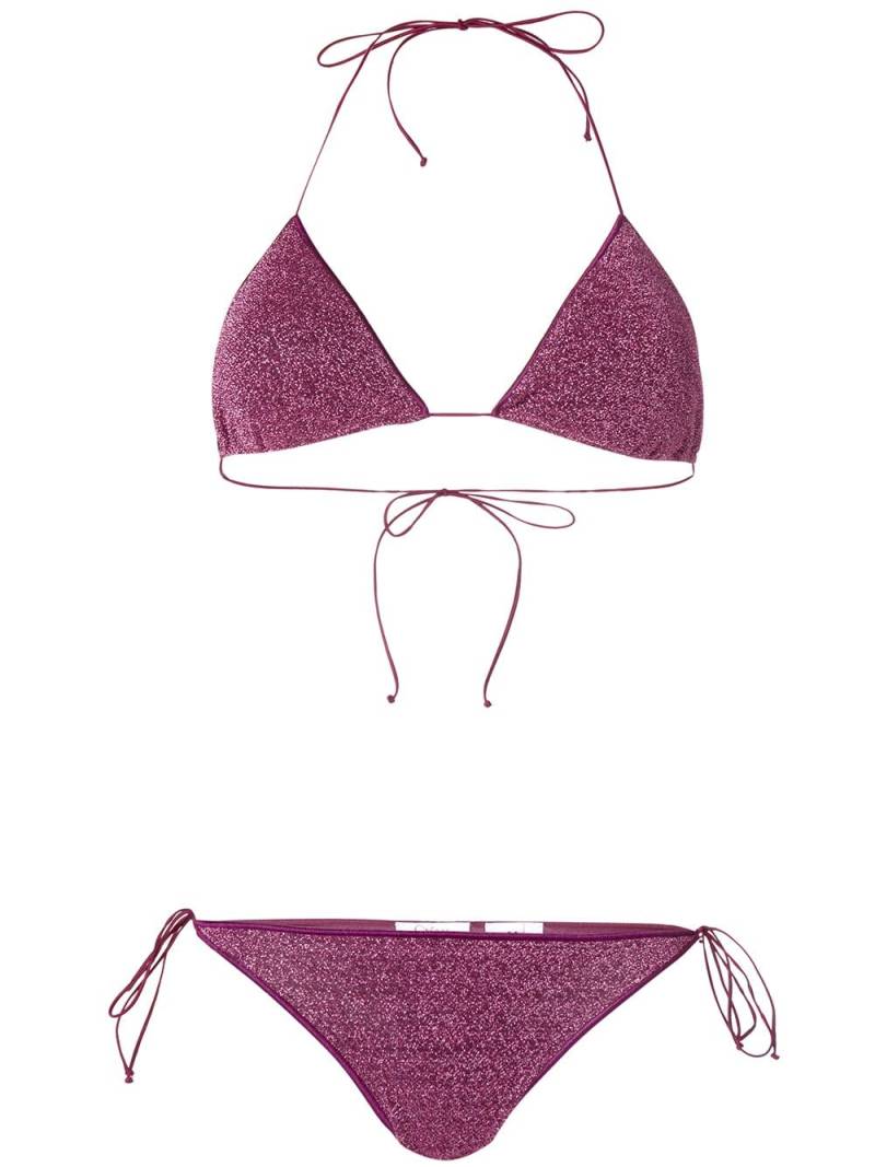 Oséree Lumière metallic triangle bikini - Pink von Oséree