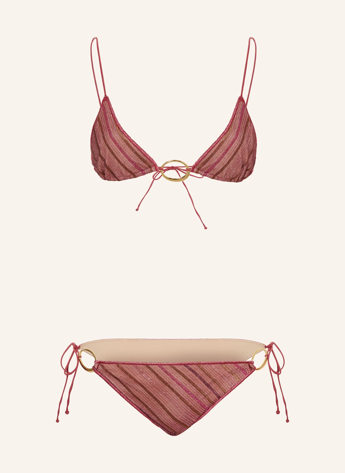 Oséree Triangel-Bikini Shiny Stripes Mit Glitzergarn rosa von Oséree