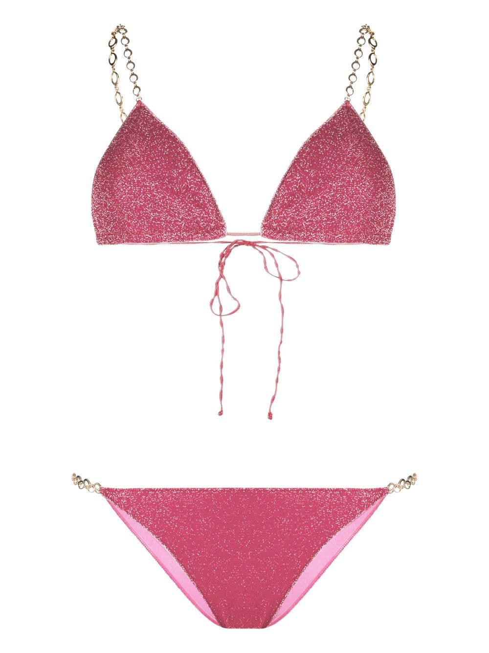 Oséree chain-link detail lurex bikini - Pink von Oséree