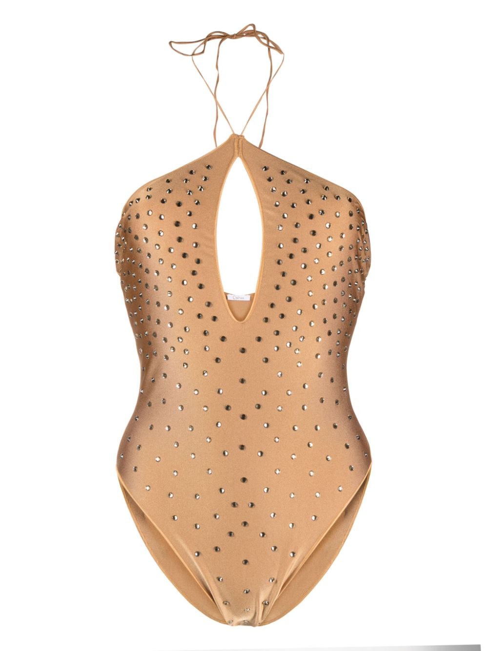 Oséree crystal-embellished halterneck swimsuit - Brown von Oséree