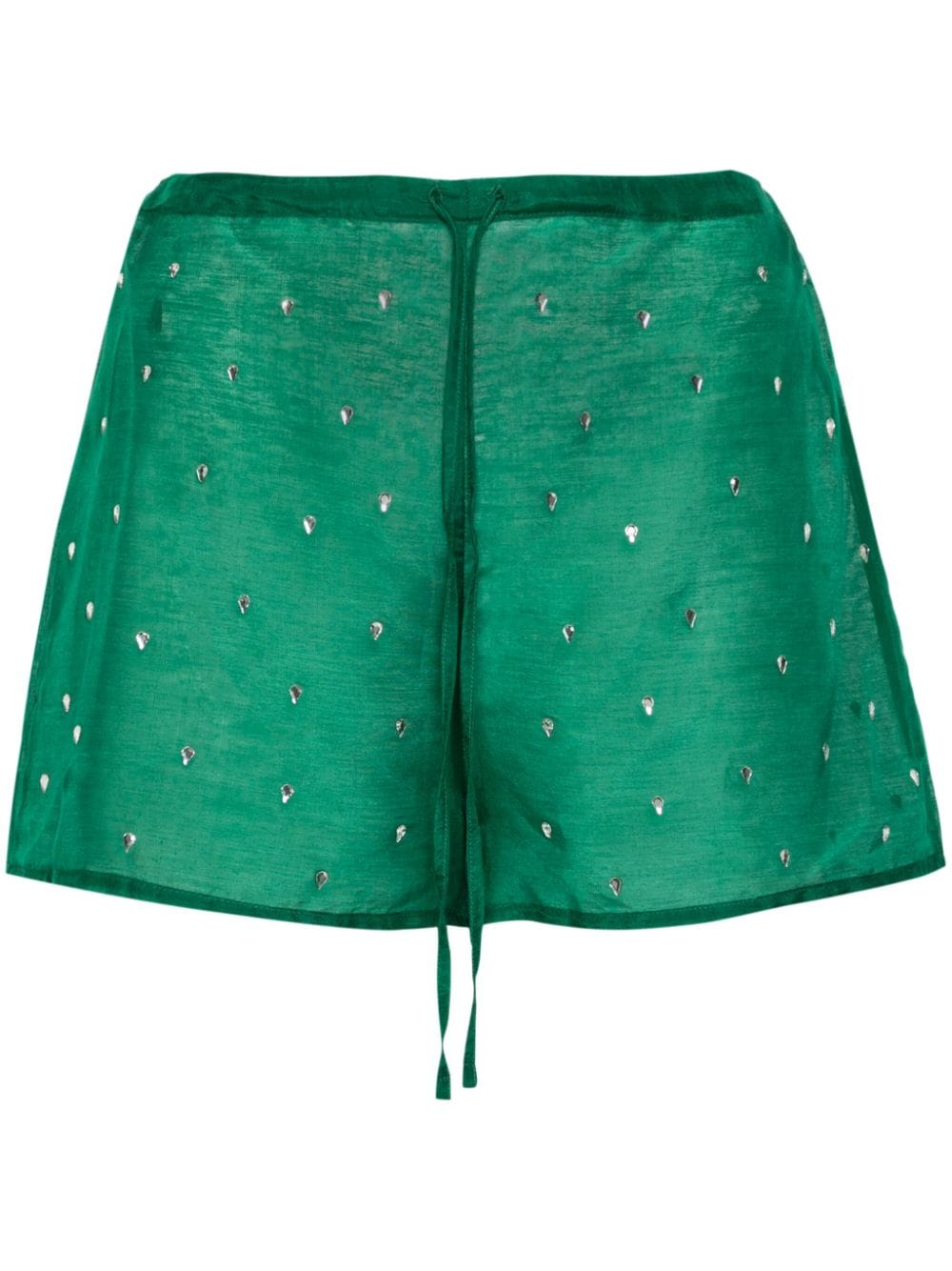 Oséree crystal-embellished high-waist shorts - Green von Oséree