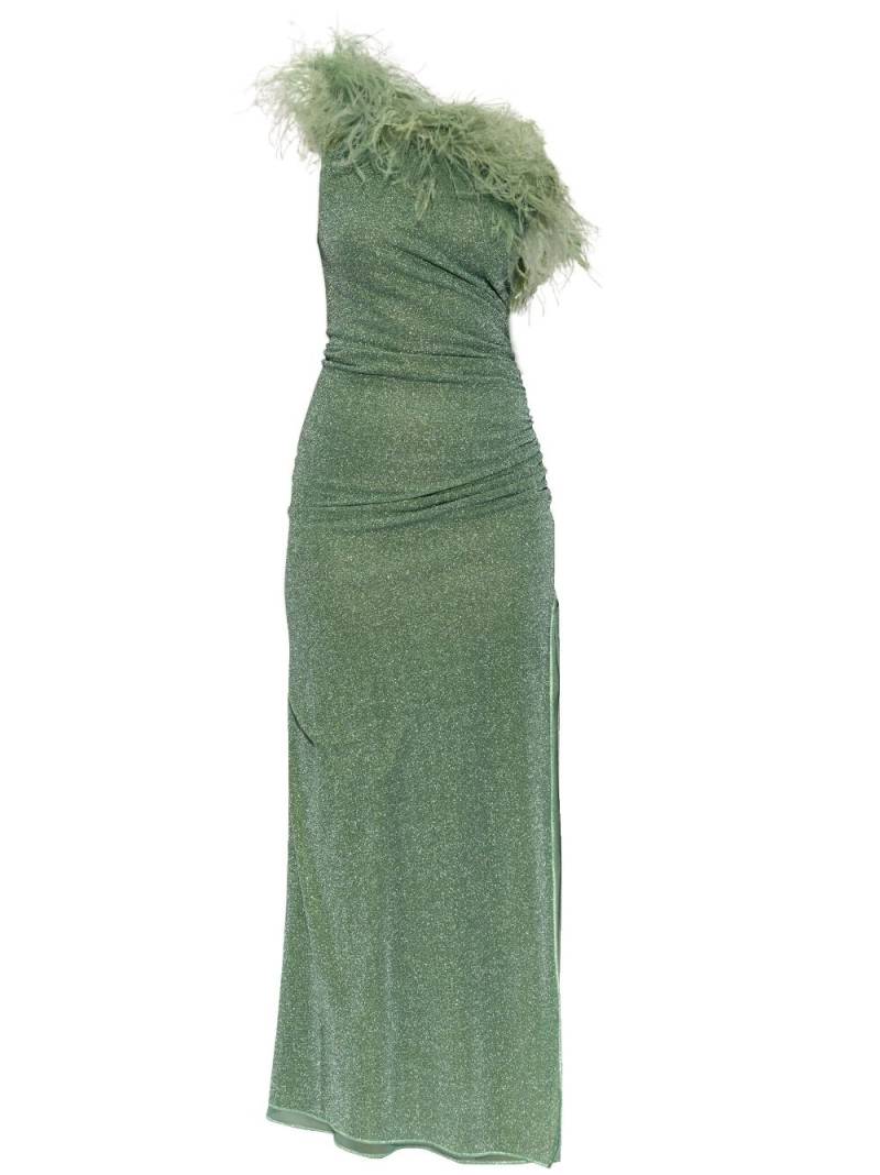 Oséree feather-trimmed gown - Green von Oséree