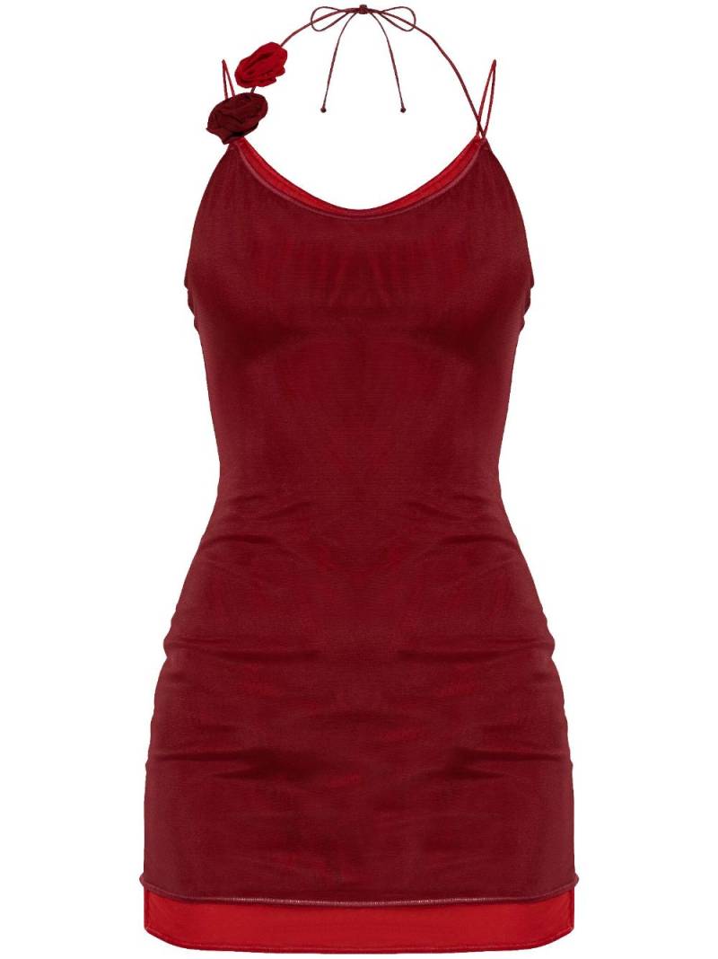 Oséree floral-appliqué mini dress - Red von Oséree