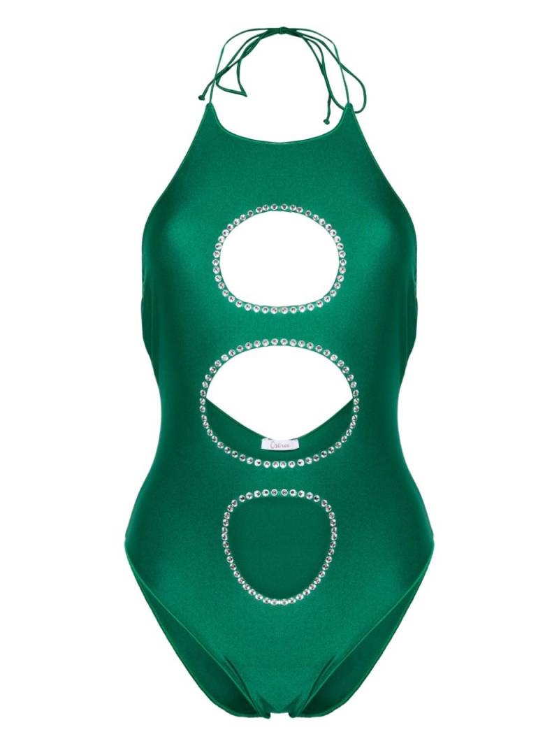 Oséree gem-embellished cut-out swimsuit - Green von Oséree